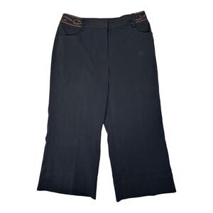 Trousers‎ Etc. Size 6 Cropped Black Pants With Copper Embroidered Waist